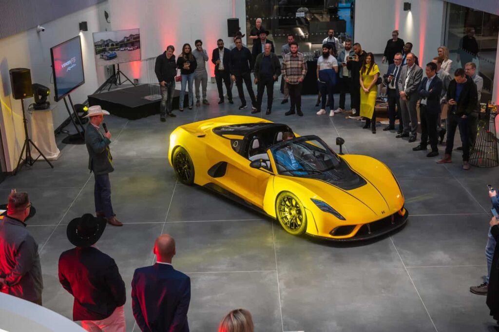H.R. Owen Hatfield welcomes John Hennessey to the launch of the Venom F5 Roadster